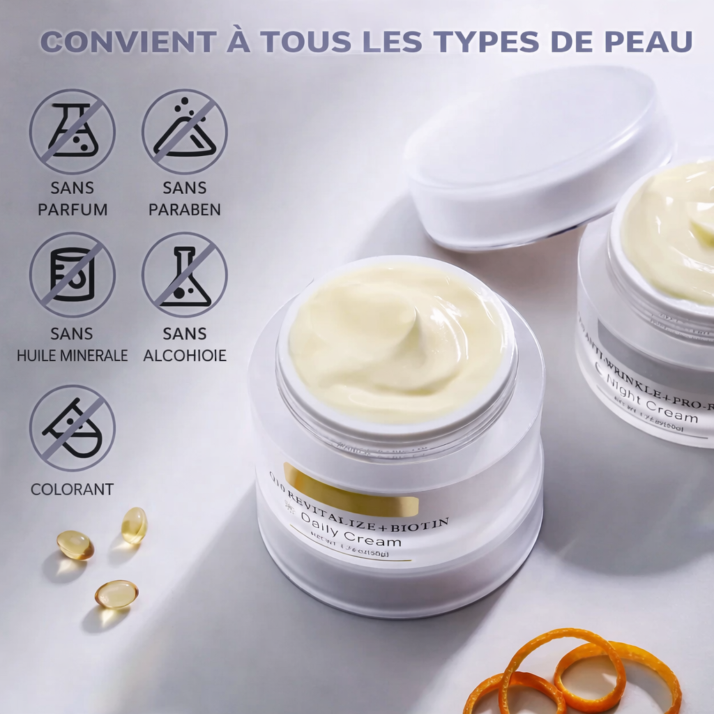 Set Crème de Jour + Crème de Nuit à la biotine et au beurre de karité